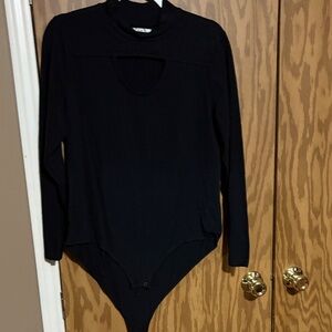 Maurices Black Cut-Out Long Sleeve Bodysuit